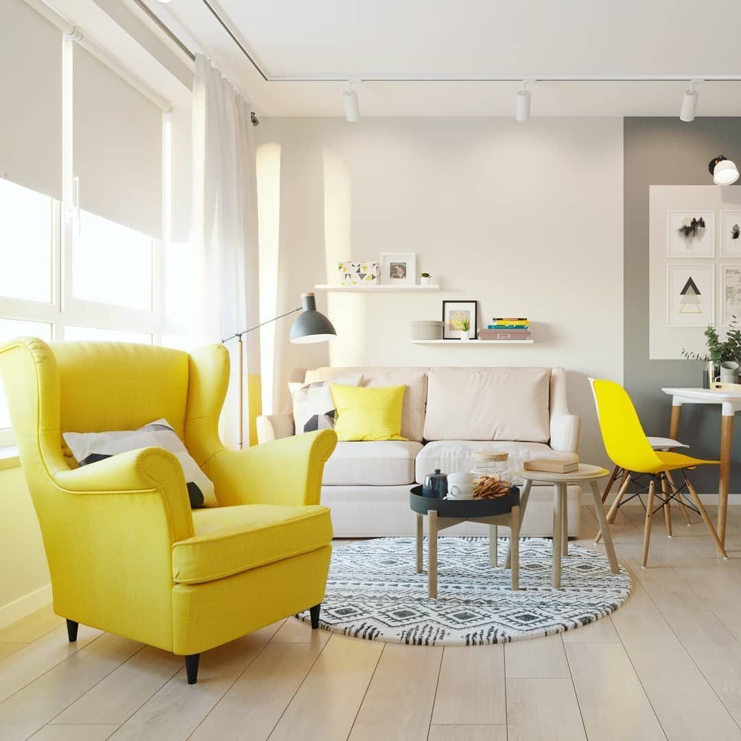 Дизайн с желтым диваном