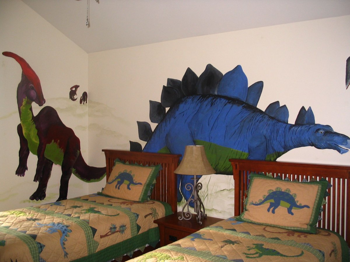 Дизайн детской комнаты с динозаврами