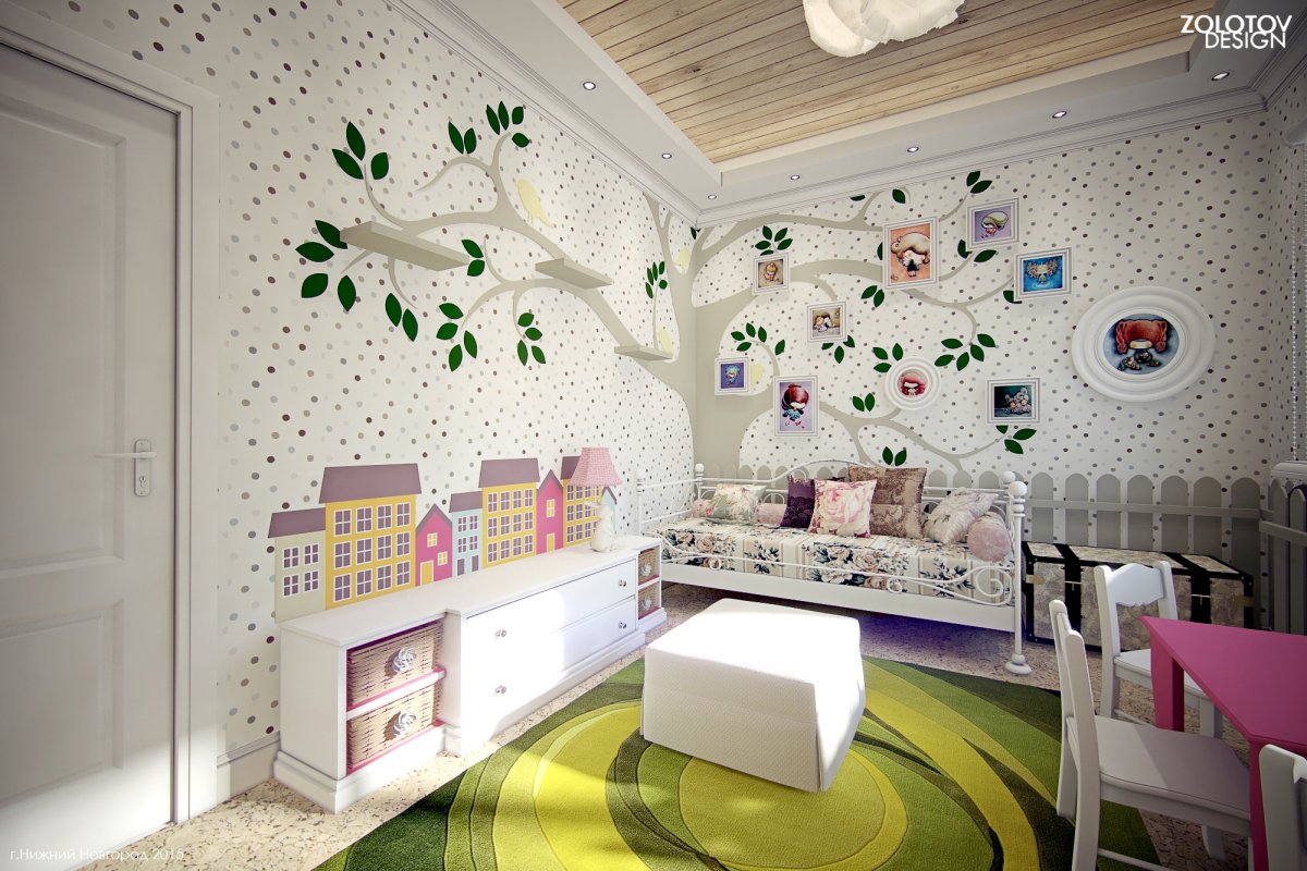 Дизайн стен в детской комнате