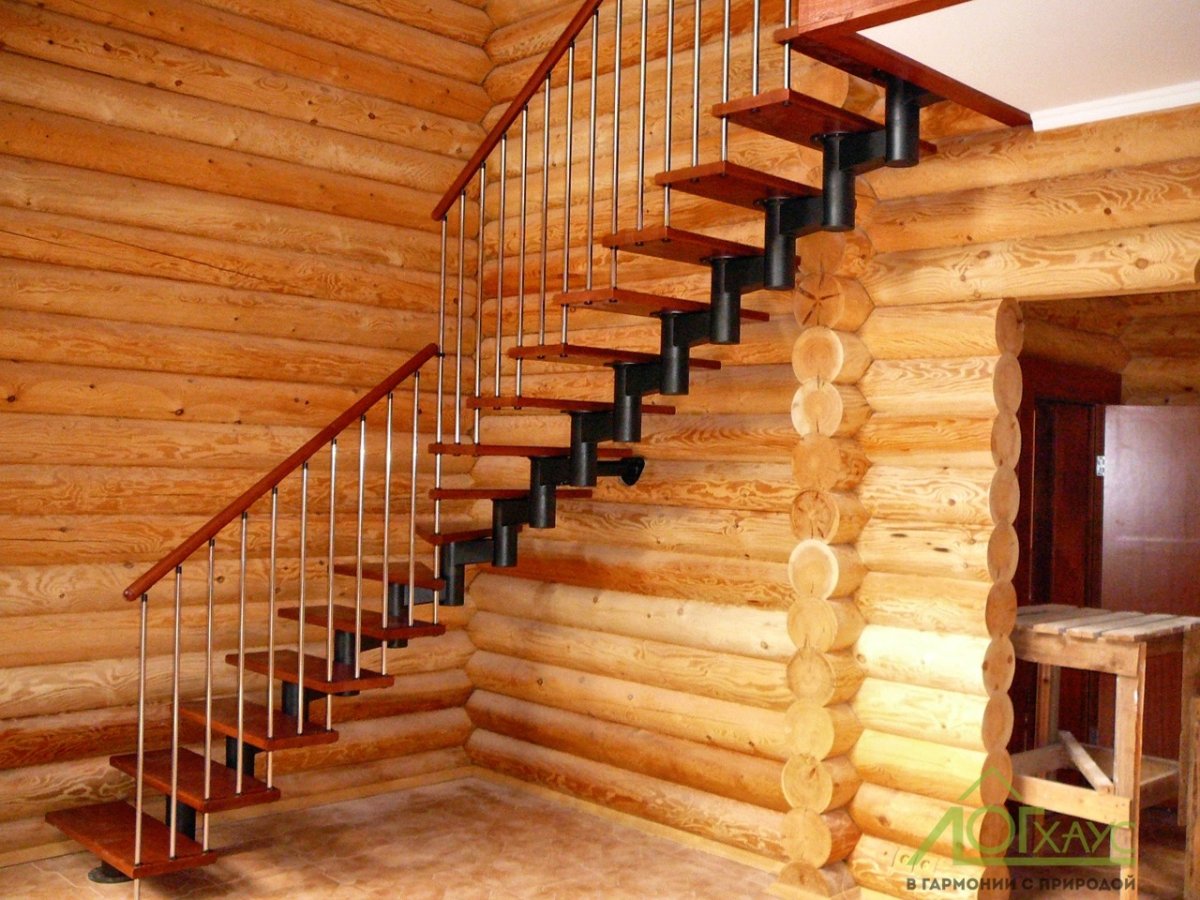 Лестница из бревен