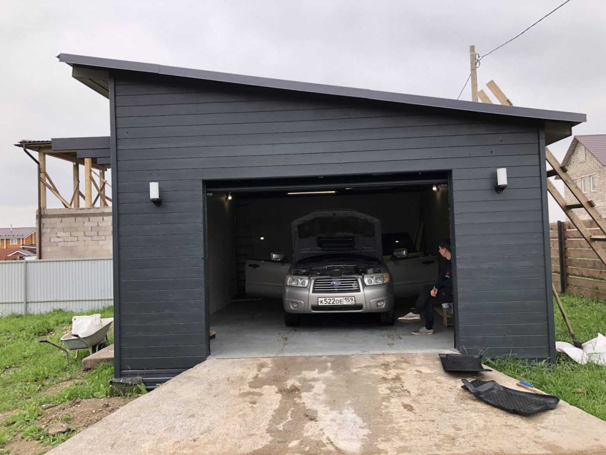 Односкатный гараж