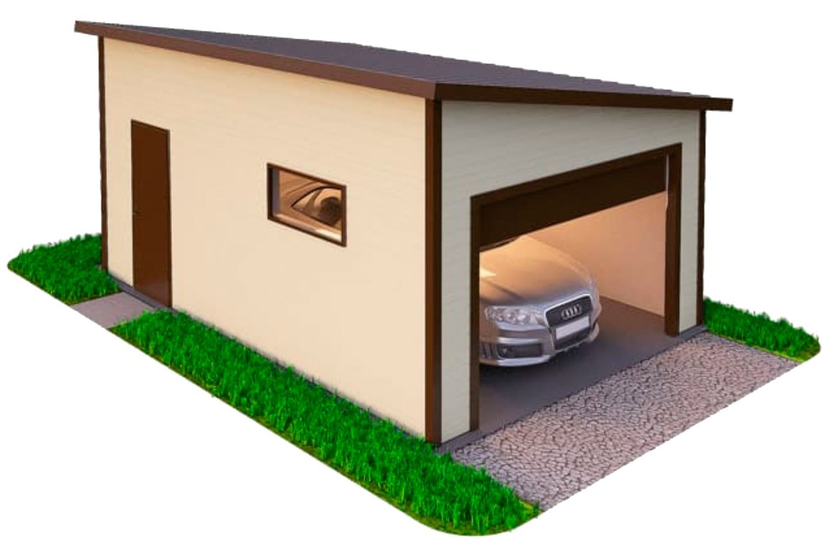 Каркасный гараж с односкатной крышей