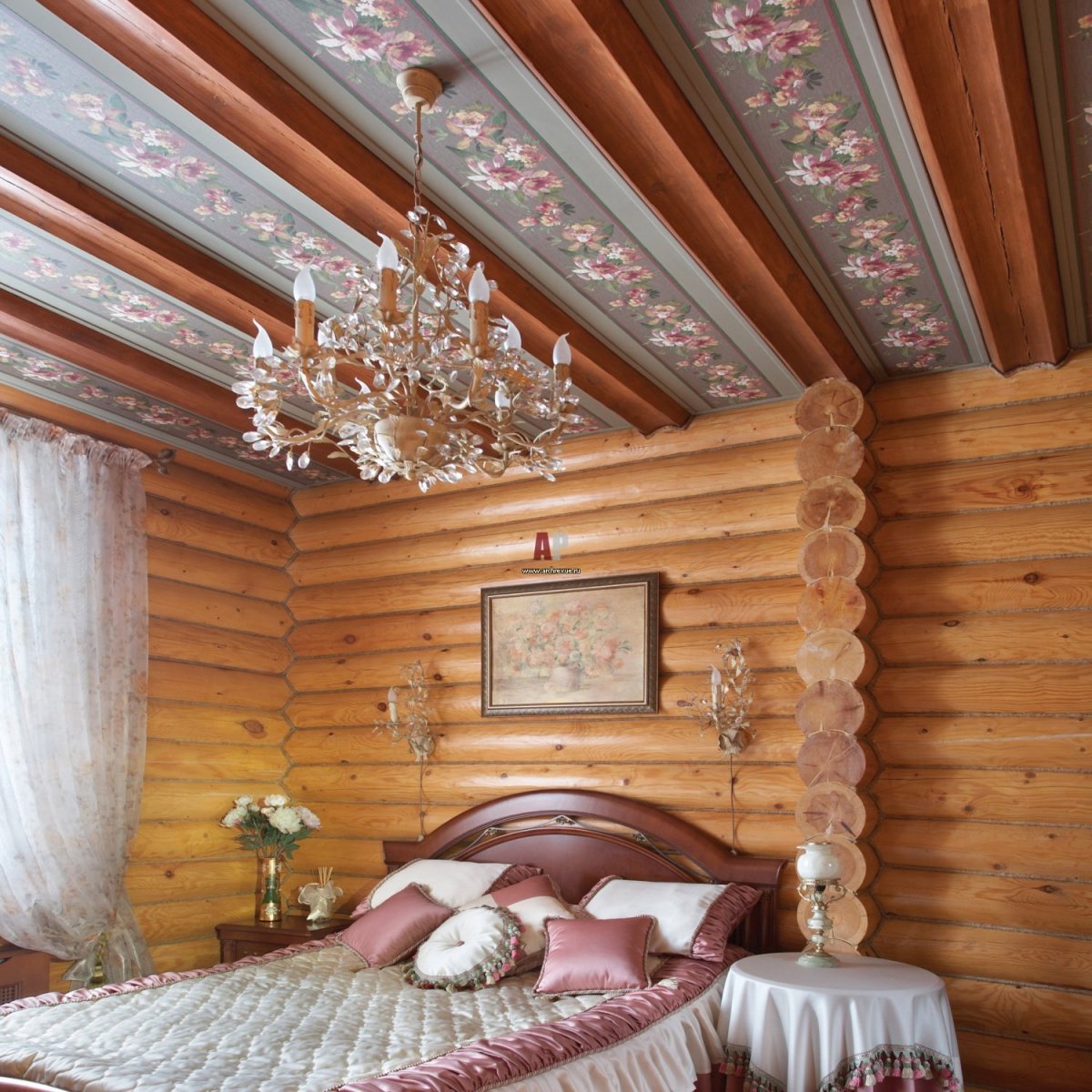 Интерьер комнаты в деревянном доме
