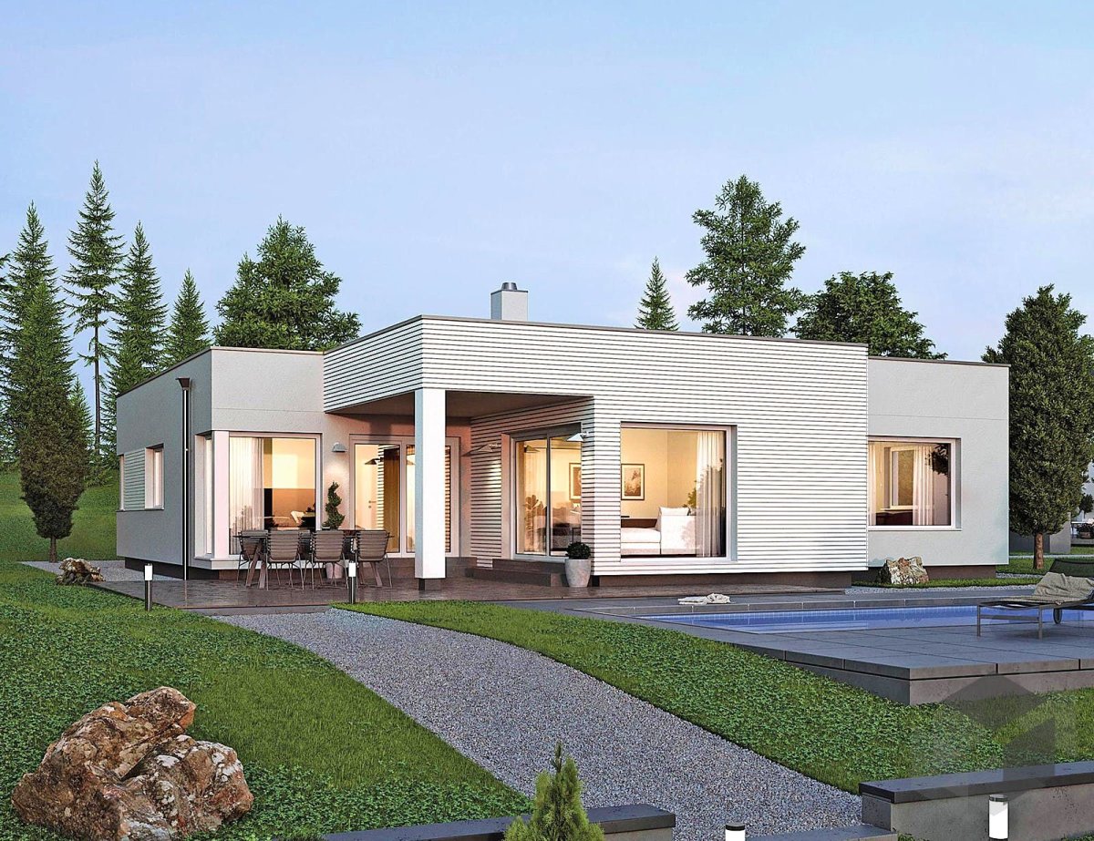 Дизайн домов с плоской крышей