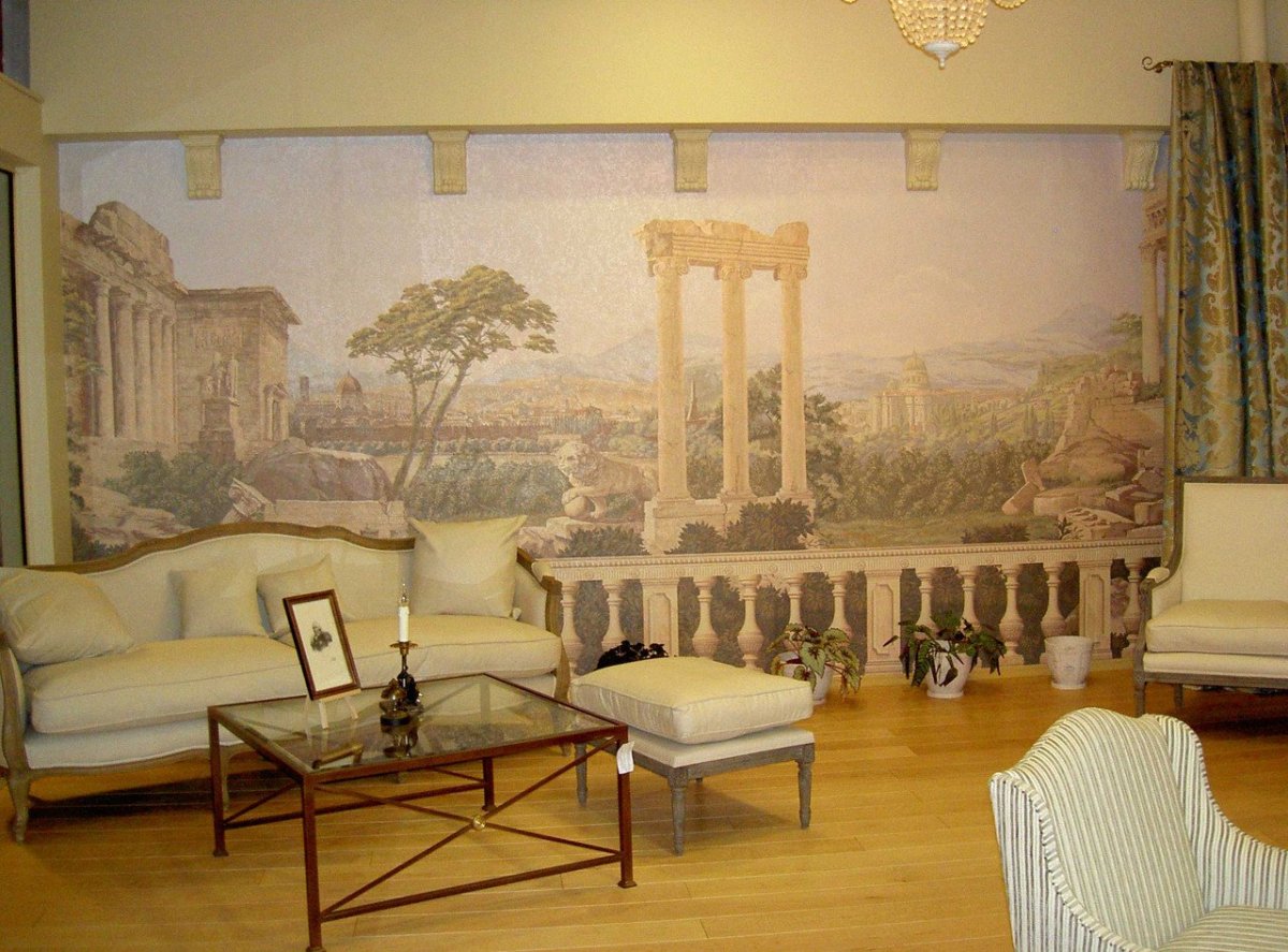 Роспись стен в гостиной