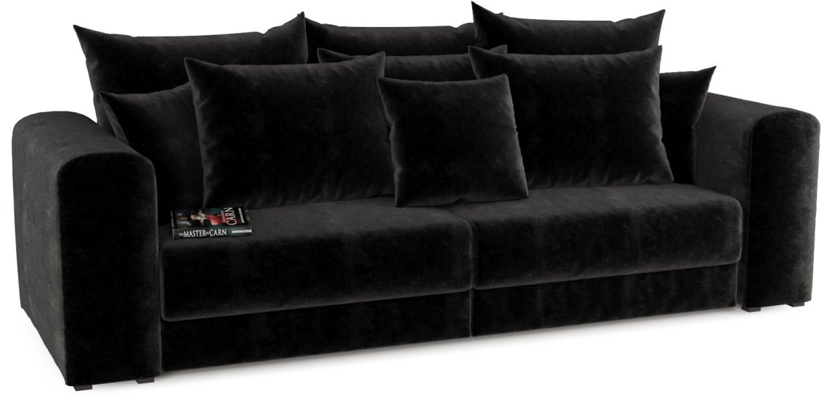 Черный велюровый диван