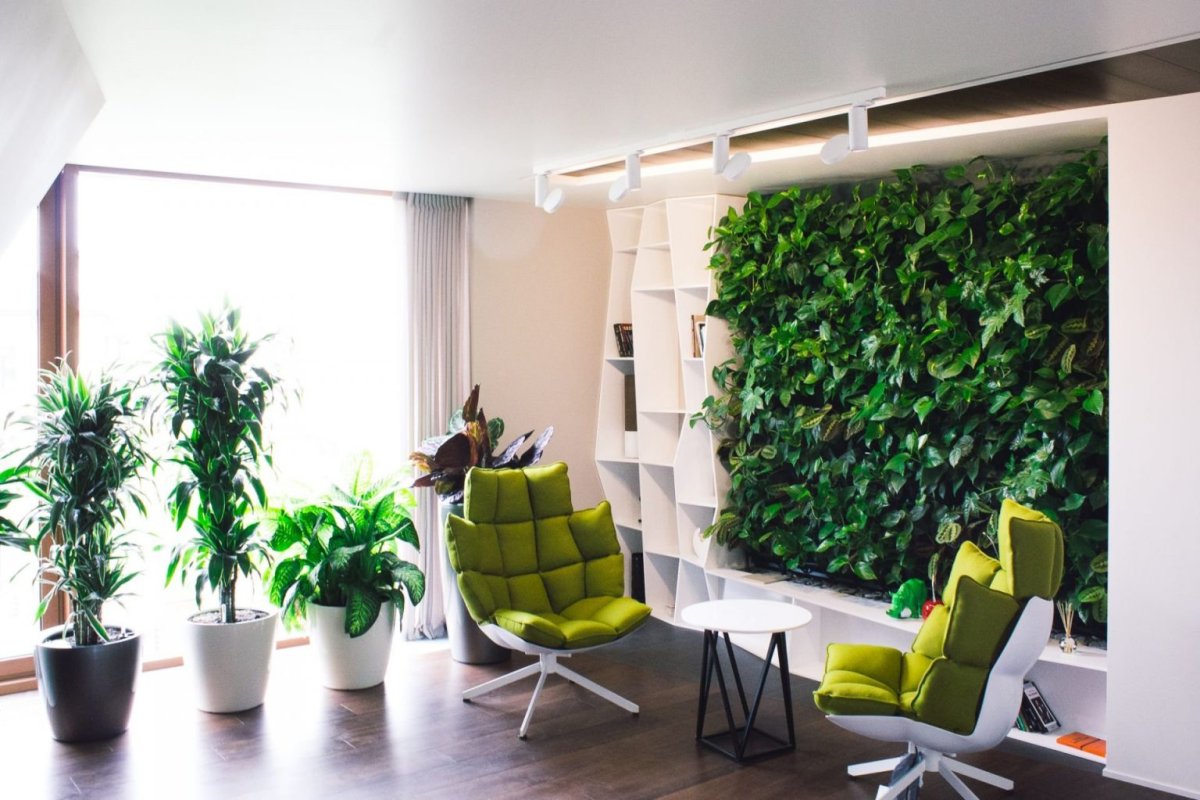 Зеленая стена из искусственных растений